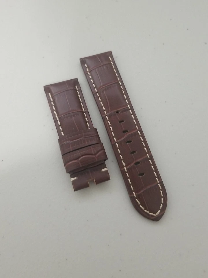Authentic New Panerai 24/22mm OEM Brown Alligator Watch Strap for Tang Buckle  - Image 1 of 4
