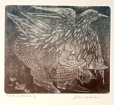 Holzstich Original ENTTARNUNG von Robert Schanzenbacher - Bild 1 von 2