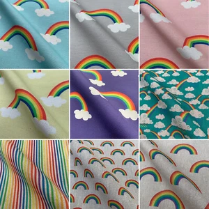 Rainbow Digital Print Cotton Rich Linen Fabric Craft Curtaining | Per Half Metre - Picture 1 of 46