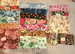 7 yds Total Quilting Fabric Large Floral Prints FQs Long Qtrs 1/3 yd 1/2 yd NOS - Picture 1 of 4