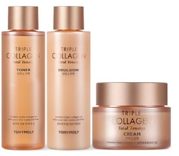 TONYMOLY Triple Collagen Total Tension 3pcs Set - Toner 200ml, Emulsion 200ml, C - Image 1 of 1