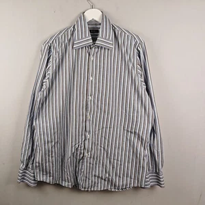 HUGO BOSS Shirt Mens 17" 43 Multi Striped Cotton Formal Work Designer Regular - Picture 1 of 10