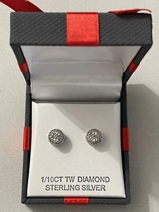 1/10 CTW Autentici Diamanti Argento Sterling NUOVI In Scatola $125 - Foto 1 di 9