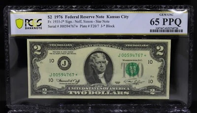 1976 $2 Kansas City Star Note Fr#1935-J* PCGS 65 PPQ - Image 1 of 2