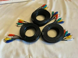 LOT OF THREE 5 RCA COMPONENT AUDIO VIDEO CABLES 12 FT For DVD/VCR/TV/HDTV Camera - Picture 1 of 3