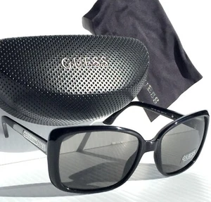 NEW GUESS Womens Polished Black POLARIZED Grey Lens Sunglass GUP - Picture 1 of 10