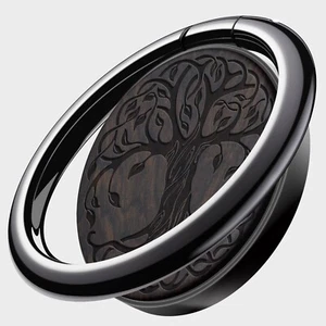 Wood Cell Phone Ring Holder Finger Stand Metal Grip Hook Phone Kickstand Tree - Picture 1 of 17