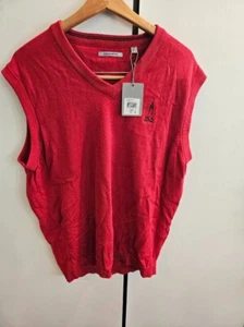 MEN’S ASHWORTH RED MCA NEW YORK V-NECK SWEATER VEST - LARGE NEW WITH TAGS - Picture 1 of 6