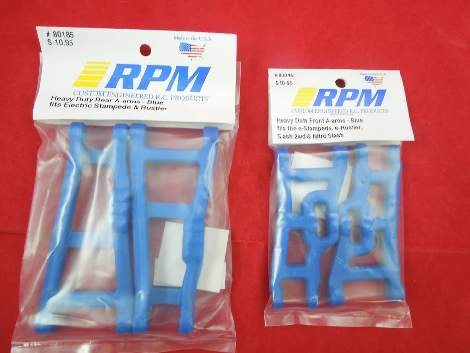 RPM TRAXXAS 2WD STAMPEDE RUSTLER BLUE Front + Rear SUSPENSION A-ARMS  vxl xl-5 - Image 1 of 1