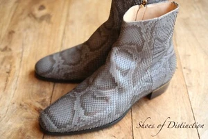 Alfred Dunhill Grey Python Zip Boots Shoes Men's UK 10 US 11 EU 44 - Picture 1 of 11