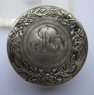 ANCIEN PENDENTIF BOITE TABATIERE PILULIER ARGENT 39 mm SILVER BOX - Photo 1/4