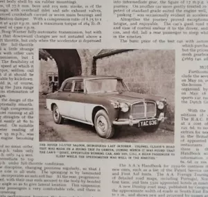 Rover 3-Litre Saloon Car Review Original 1959 ILN ~9.5x14" - Picture 1 of 2