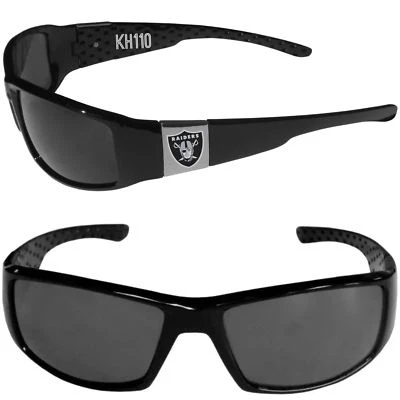 NFL Oakland Raiders Color Chrome Black Wrap Sunglasses - Image 1 of 3