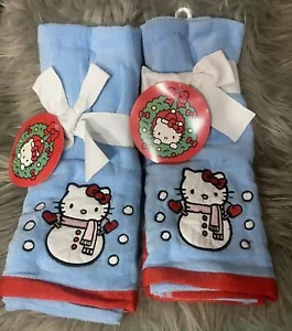 2- 🆕 Asciugamani Natalizi Hello Kitty Blu/Rosso 2pz Cotone (2 confezioni lotto di 4) - Foto 1 di 6