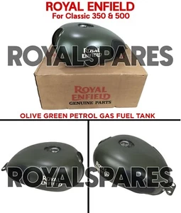 Royal Enfield "PETROL GAS FUEL TANK, OLIVE GREEN" For Classic 350 & 500 - Picture 1 of 19