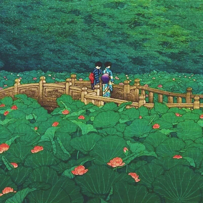 Orenco Originals Kawase Hasui  Lily Pond Detail Counted Cross Stitch Pattern - Image 1 of 4