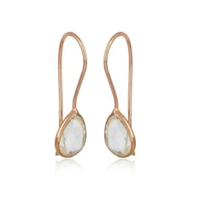 Pendientes de gota de cristal de cuarzo transparente de plata esterlina para mujer joyería regalo madre - Imagen 1 de 5