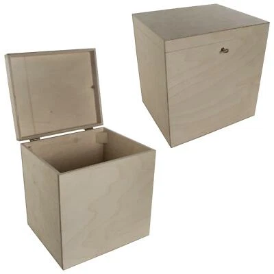 Decorative Keepsake Memory Decoupage Chest | Wood Box 29x25x30cm | Optional Key - Image 1 of 2