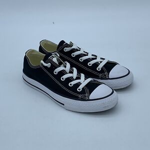 Converse All Star Chuck Taylor Black Canvas Low Top Shoes Youth Size 2 #3J235
