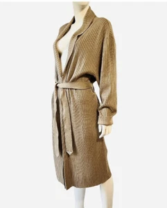 IKC for Country Wear M Damen Staubmantel Strickjacke Pullover taupe gerippt Schalkragen - Bild 1 von 9