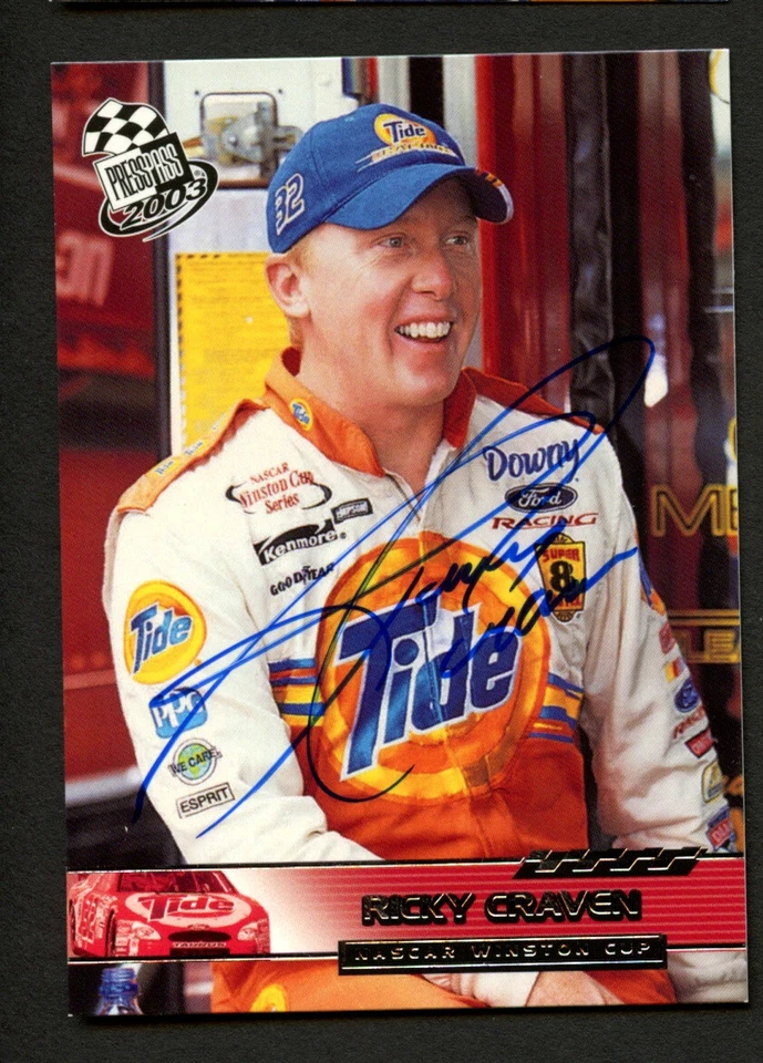 Ricky Craven #8 签名亲笔签名 2003 年新闻通行证 NASCAR 集换卡 — 第 1/1 张图片