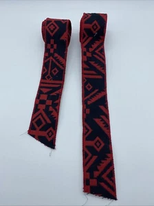 Lot of 2 Wired Ribbon Woven Jacquard Southwest Christmas Red Black 1.5" Holiday - Picture 1 of 6