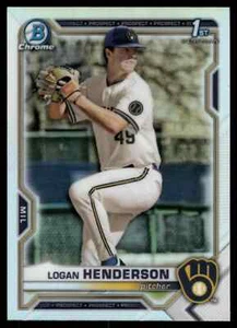 2021 Bowman Chrome Draft Refractor #BDC-114 Logan Henderson Milwaukee Brewers RC - Picture 1 of 2