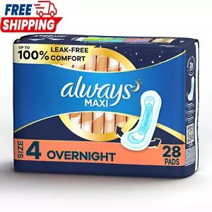 Always Maxi Pads without Wings, Size 4, Overnight Absorbency, 28 CT - Picture 1 of 3
