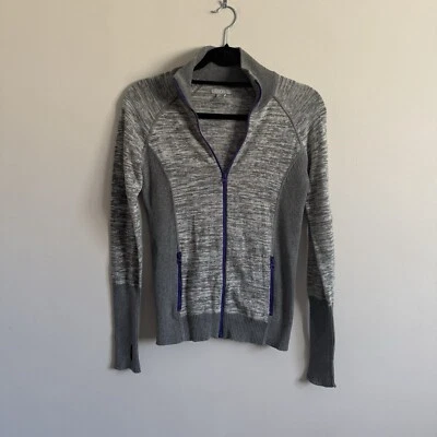 Suéter tejido de algodón Skyr MUJER TALLA S gris jaspeado cremallera completa cuello falso ribete acanalado Foto 1 de 4