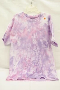 Custom Tie Dye Shirt Size Large L Purple Pink White Gildan Short Sleeve CF - Picture 1 of 4
