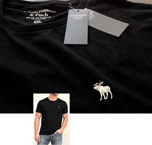【New】Abercrombie & Fitch Men's【A&F Moose Logo Crew Neck Short Tee】Black @XSmall - Picture 1 of 5