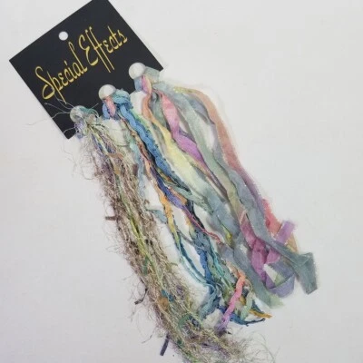 Embroidery Embellishment Set 7mm Ribbon & Braid Trim & Eyelash Blue Green Pink - Image 1 of 3