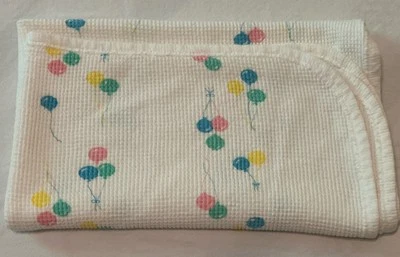 Manta de seguridad vintage Baby Morgan tejido gofre pastel globo Lovey 26" x 30" Foto 1 de 4