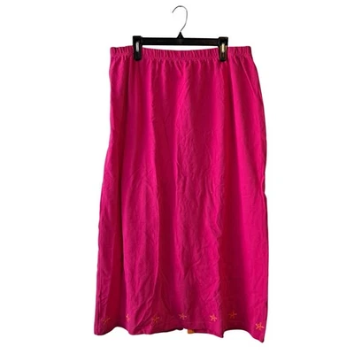 The Quacker Factory Maxi Skirt Starfish Embroidered Straight Pencil Pink Size 2X - Image 1 of 4