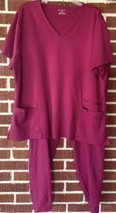 Jaanuu Hot Pink Stretchy Scrub Set Jogger Style Hose Größe 3X * Siehe Shirt Msmt - Bild 1 von 6