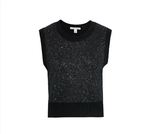 Autumn Cashmere Sweater Vest Top Womens Medium Black Crew Neck Sleeveless Knit - Picture 1 of 10