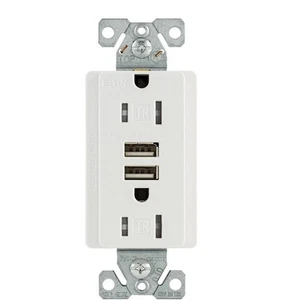 Eaton White Tamper Resistant 15A Outlet Receptacle 3.1A USB Charger TR7755W - Bild 1 von 2