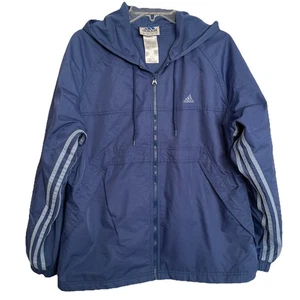 Adidas Windbreaker Jacke blau mit Kapuze Größe L RN#88387 CA#00411 - Bild 1 von 16