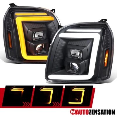Fit 2007-2014 GMC Yukon XL 1500 Denali Black Projector Headlights LED Sequential - Image 1 of 4
