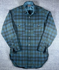 Camisa de Tablero Pendleton De Colección Para Hombres M/L Azul Sombra A Cuadros Lana Abotonada Años 50 EE. UU. - Imagen 1 de 8