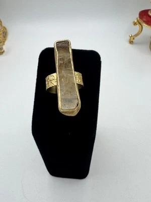 Блестящий цитрин кристалл рок большой палец кольцо регулируемый размер 7 - Изображение 1 из 4