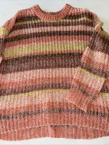 Maglione American Eagle XS spalle scoperte maglia grossa righe tinto spazio oversize - Foto 1 di 4