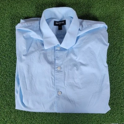 Camisa de vestir Express ajustada azul claro con botones manga larga XL Foto 1 de 4