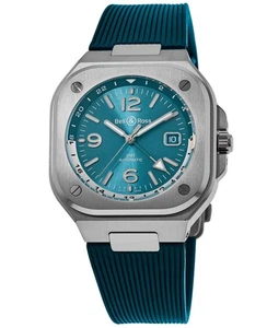 New Bell & Ross BR 05 GMT Automatic Sky Blue Dial Men's Watch BR05G-PB-ST/SRB - Picture 1 of 4