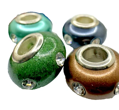 Бусины из разноцветной смолы с хрустальными украшениями EB76 Lampwork, 11 шт.  - Изображение 1 из 4