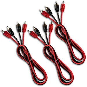 3x DS18 3 ft 2 Channel RCA Cable Shielded Twisted Audio Signal Interconnecter - Picture 1 of 3