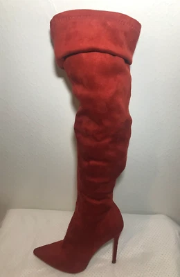 Botas para mujer Liliana de gamuza canela hasta el muslo con cremallera talla 8 Foto 1 de 4