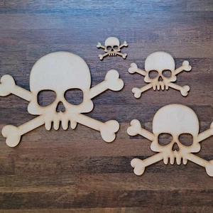 Grande Teschio e Ossa in Legno Forma Artigianale 10-60 cm MDF Decorazione Abbellimento 12 - Foto 1 di 12