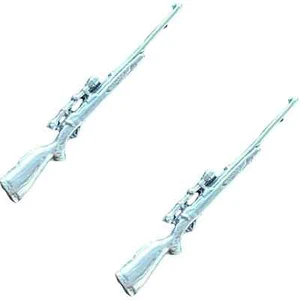 Juego de 2 insignias deportivas de rifle hechas a mano de peltre inglés -PAG - Imagen 1 de 3