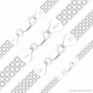 Collar de cadena italiano liso de plata esterlina Bismark/Bizmark eslabón - Imagen 1 de 4